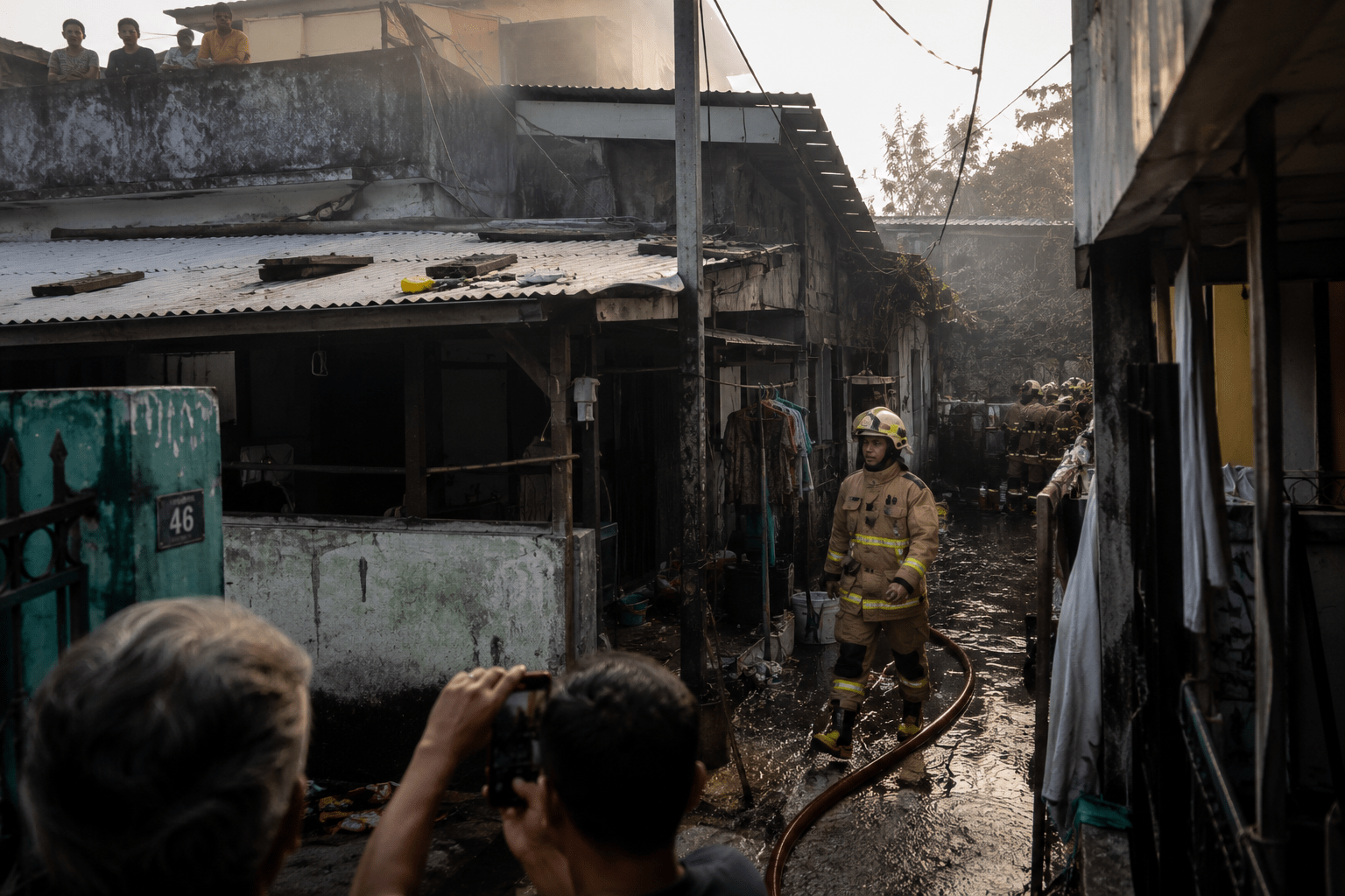 Bangunan Rumah di Kemayoran Terbakar, Puluhan Unit Damkar Diterjunkan ke Lokasi