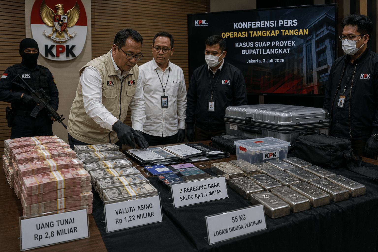 KPK Sita Valas Rp1,22 Miliar dan 55 Kilogram Logam Platinum dalam OTT Bupati Langkat